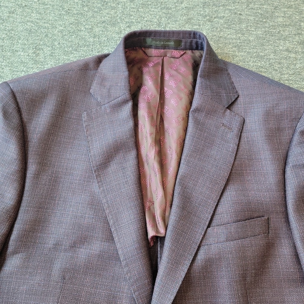 Psycho Bunny Blazer Men's 42R‎ Purple Wool Robert Godley Union Skull Lining - Picture 2 of 13